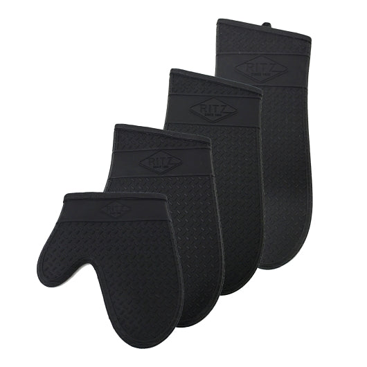 RITZ Food Service John Ritzenthaler 15 Inch 100% Silicone Black Oven Mitt, 1 x 1 each Case - Bar Towels & Kitchen