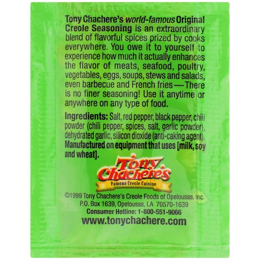 Tony Chachere Original Creole Seasoning, 1000 x 0.05 oz Case - DOT product image 6