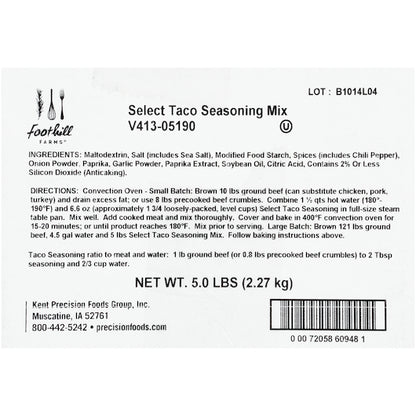 Foothill Farms Select Taco Seasoning, 1 x 6 lb Case - DOT product image 6