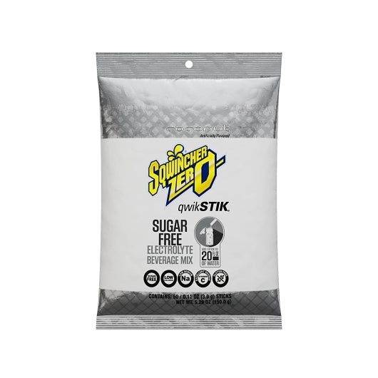 Sqwincher Sugar Free Coconut Electrolyte Beverage Mix, 10 x 50 x 0.11 oz Case - Beverages