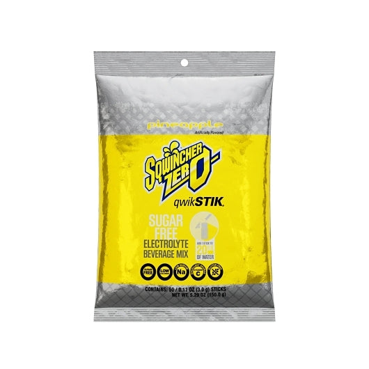 Sqwincher Sugar Free Pineapple Electrolyte Beverage Mix, 10 x 50 x 0.11 oz Case - Beverages