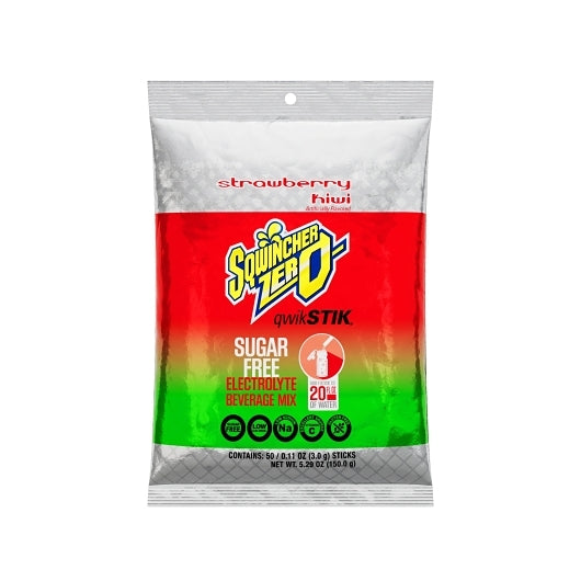Sqwincher Sugar Free Strawberry Kiwi Electrolyte Beverage Mix, 10 x 50 x 0.11 oz Case - Beverages