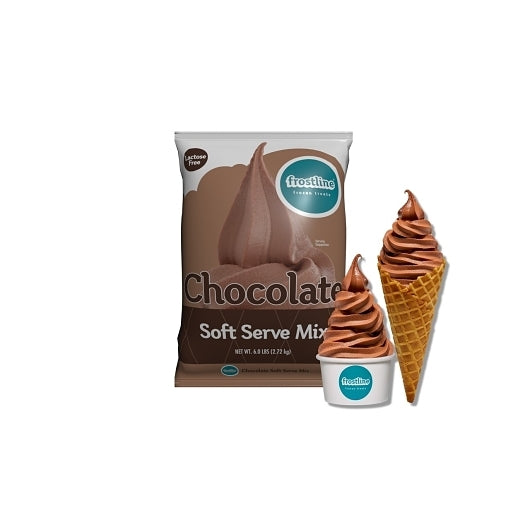 Frostline Lactose Free Chocolate Soft Serve Mix, 6 x 6 lb Case - Bakery & Desserts