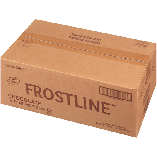 Frostline Lactose Free Chocolate Soft Serve Mix, 6 x 6 lb Case - DOT product image 2