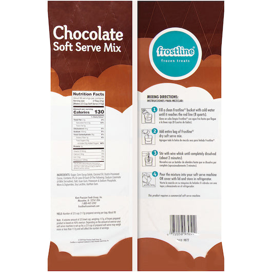 Frostline Lactose Free Chocolate Soft Serve Mix, 6 x 6 lb Case - DOT product image 3