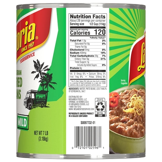 La Victoria Vegetarian Refried Beans, 6 x 112 oz Case - DOT product image 7