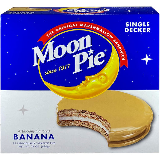 MoonPie Banana Single Decker Marshmallow Sandwich, 8 x 12 PC Case - Bakery & Desserts