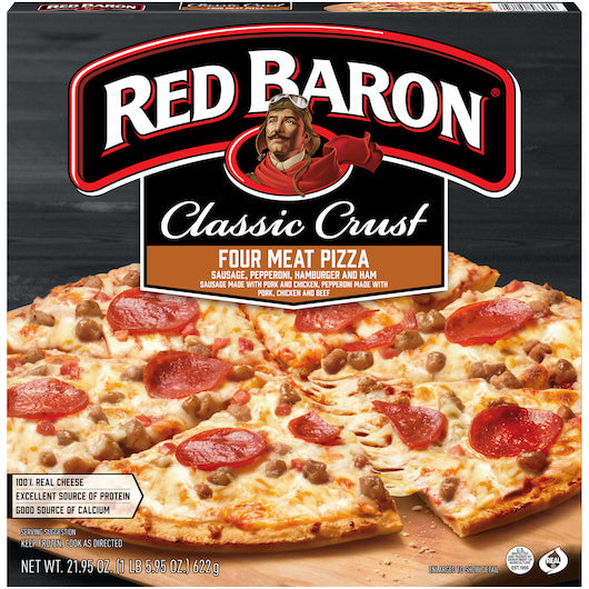 Red Baron Pizza Classic Crust 4 Meat, 16 x 21.95 oz Case - Prepared Foods