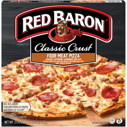 Red Baron Pizza Classic Crust 4 Meat, 16 x 21.95 oz Case - Prepared Foods