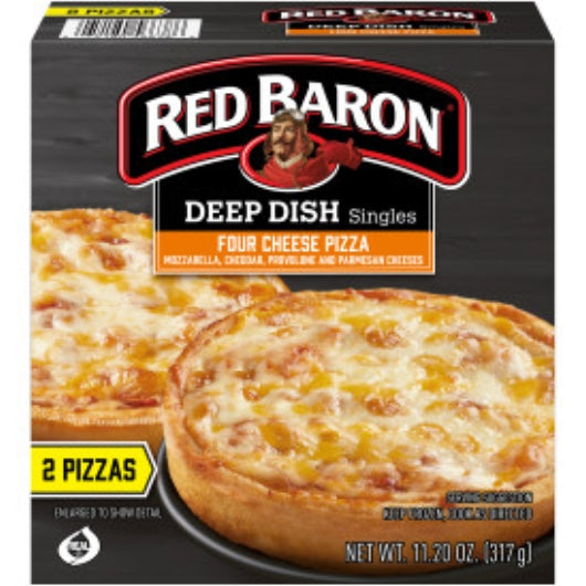 Red Baron Deep Dish 4 Cheese Pizza, 12 x 11.2 oz Case - Prepared Foods