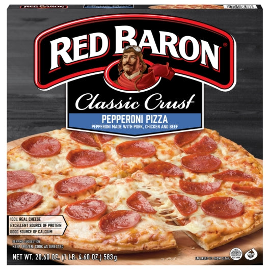 Red Baron Classic Crust Pepperoni Pizza, 16 x 20.6 oz Case - Prepared Foods