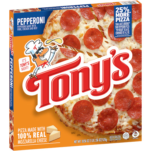 Tonys Pizzeria Style Pepperoni Pizza, 16 x 18.56 oz Case - Alternate product angle or state