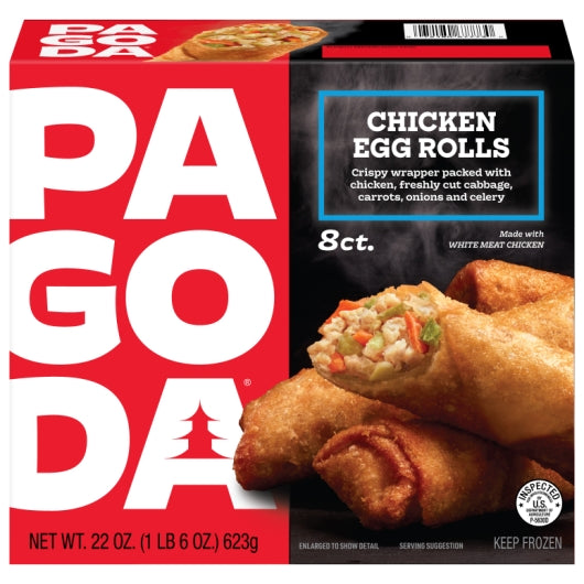 Pagoda Chicken Egg Roll, 8 x 22 oz Case - Frozen Snacks & Appetizers