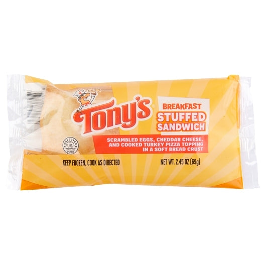 Tony's Turkey Sausage, Egg & Cheese Stuffed Sandwich, 96 x 2.45 oz Case - Prepared Foods