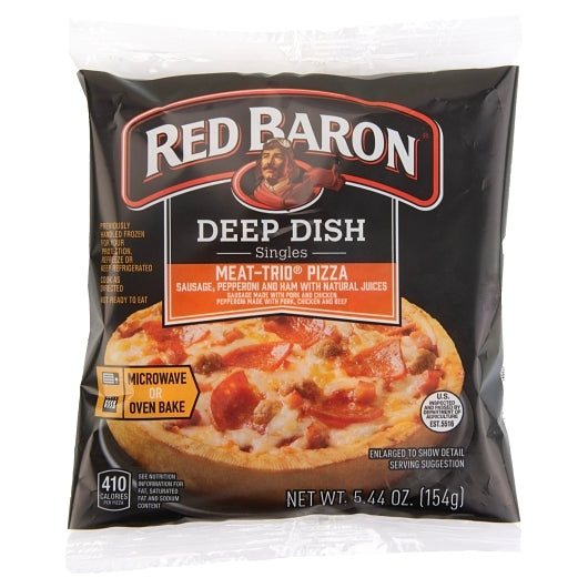 Red Baron 5 Inch Deep Dish Singles Meat Trio Pizza, 12 x 5.44 oz Case - DOT product image 2