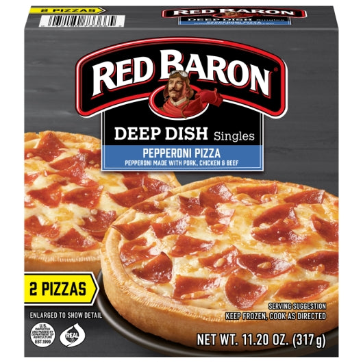Red Baron Deep Dish Singles PEPPERONI PIZZA, 12 x 11.2 oz Case - Prepared Foods