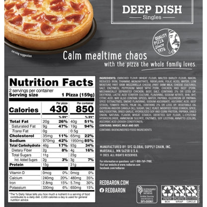 Red Baron Deep Dish Singles PEPPERONI PIZZA, 12 x 11.2 oz Case - DOT product image 6