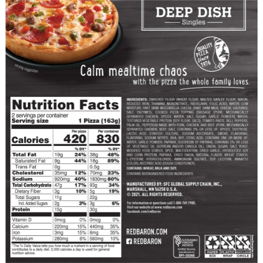 Red Baron SUPREME PIZZA, 12 x 11.5 oz Case - DOT product image 7