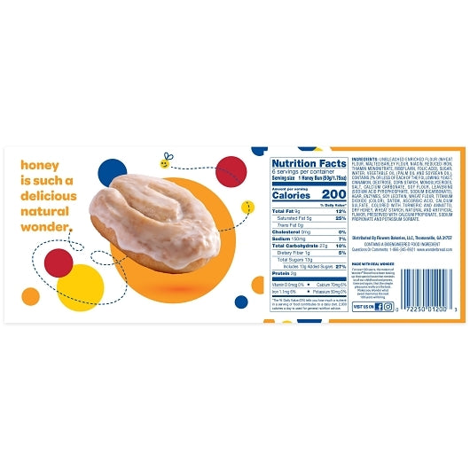 Wonder Glazed Honey Buns, 12 x 10.5 oz Case - Bakery & Desserts