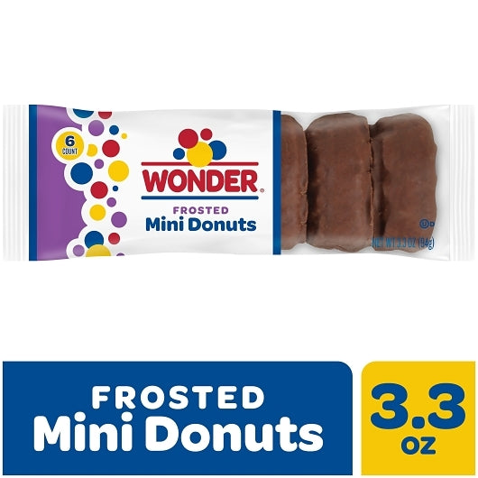 Wonder Chocolate Frosted Donuts, 6 x 10 x 3.3 oz Case - Bakery & Desserts
