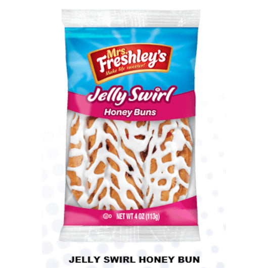 Mrs.Freshleys Jelly Swirl Honey Bun Donut, 6 x 9 x 4 oz Case - Pantry Ingredients