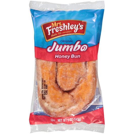 Mrs.Freshleys Glazed Honey Jumbo Honey Bun Donut, 8 x 6 each Case - Pantry Ingredients