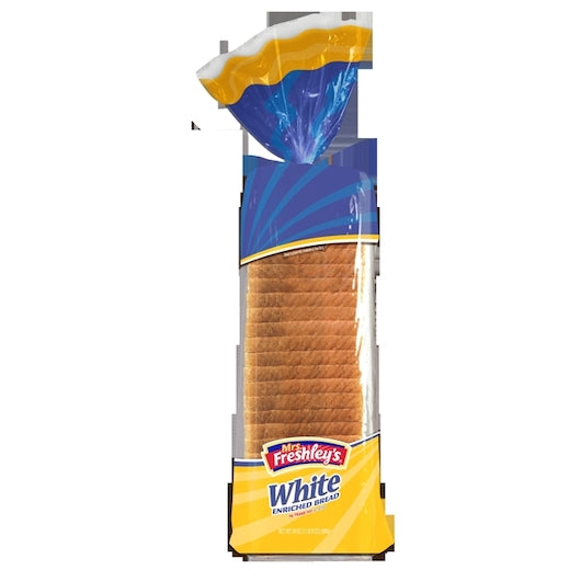 Mrs.Freshleys White Round Roundtop Sliced White Bread, 8 x 20 oz Case - Breads, Rolls & Buns