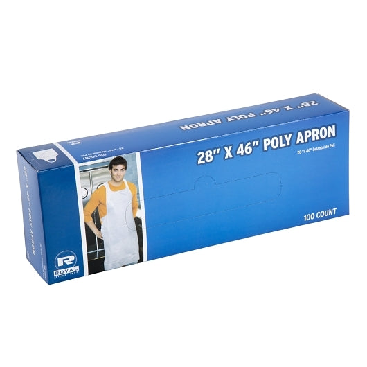 Royal 28"X46" Light Weight Poly Apron, 10 x 100 each Case - Foodservice Apparel