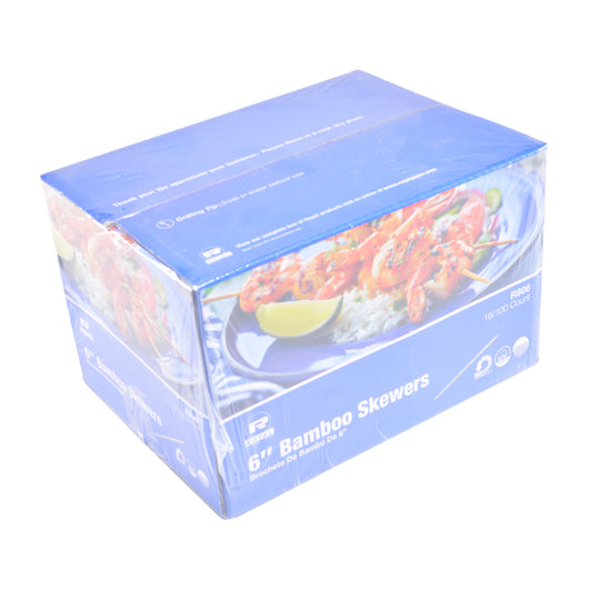 Bamboo Skewer 6 Inch Bamboo Skewer, 12 x 100 x 16 each Case - Toothpicks & Skewers