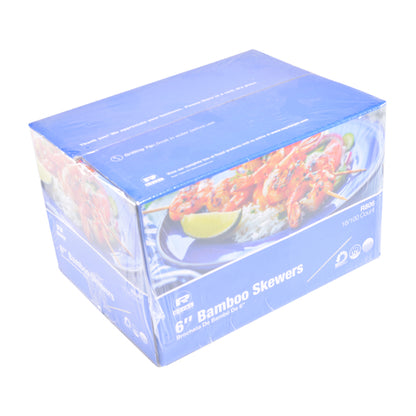 Bamboo Skewer 6 Inch Bamboo Skewer, 12 x 100 x 16 each Case - Toothpicks & Skewers