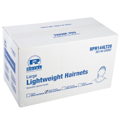 Royal 28 Inch Latex Free Dark Brown Light Weight Hairnet, 20 x 144 each Case - DOT product image 5