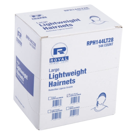 Royal 28 Inch Latex Free Dark Brown Light Weight Hairnet, 20 x 144 each Case - Health & Personal Care