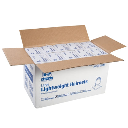 Royal 28 Inch Latex Free Dark Brown Light Weight Hairnet, 20 x 144 each Case - DOT product image 4
