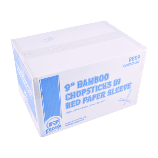 Royal 9 Inch Bamboo Chopsticks In Red Paper Sleeve, 10 x 100 each Case - DOT product image 5