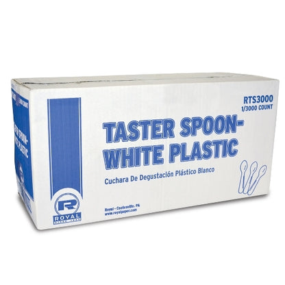 Royal White Plastic Taster Spoon, 1 x 3000 each Case - Plates Bowls