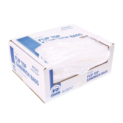 Royal 7 Inch X 7 Inch Light Duty Flip Top Sandwich Bag, 1 x 2000 each Case - Disposables