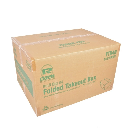 Royal 7.75 Inch X 5.5 Inch X 3.5 Inch #4 Kraft Folded Takeout Box, 4 x 40 each Case - DOT product image 5
