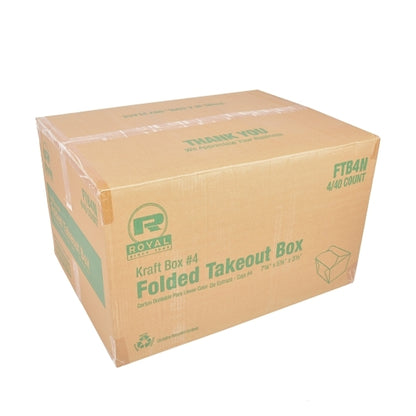 Royal 7.75 Inch X 5.5 Inch X 3.5 Inch #4 Kraft Folded Takeout Box, 4 x 40 each Case - DOT product image 5