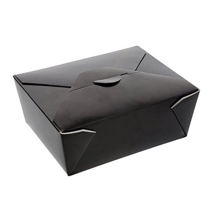 Royal 6 Inch X 4.75 Inch X 2.5 Inch #8 Black Folded Takeout Box, 6 x 50 each Case - Food Containers & Lids