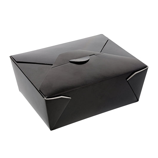 Royal 6 Inch X 4.75 Inch X 2.5 Inch #8 Black Folded Takeout Box, 6 x 50 each Case - Food Containers & Lids