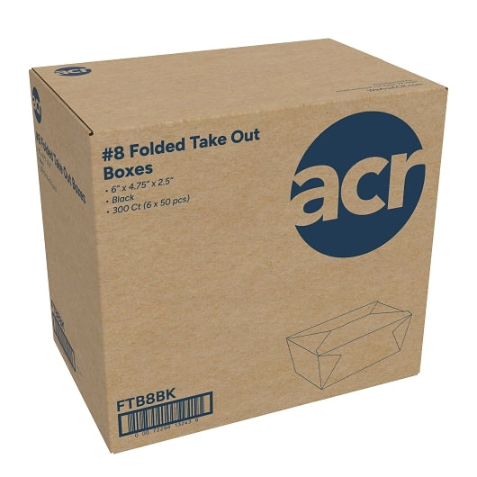 Royal 6 Inch X 4.75 Inch X 2.5 Inch #8 Black Folded Takeout Box, 6 x 50 each Case - DOT product image 3