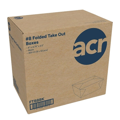 Royal 6 Inch X 4.75 Inch X 2.5 Inch #8 Black Folded Takeout Box, 6 x 50 each Case - DOT product image 3