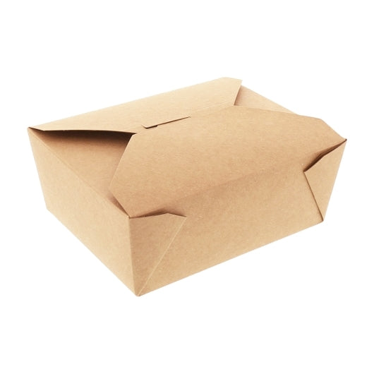 Royal 6 inch X 4.75 Inch X 2.5 Inch #8 Kraft Folded Takeout Box, 6 x 50 each Case - Food Containers & Lids