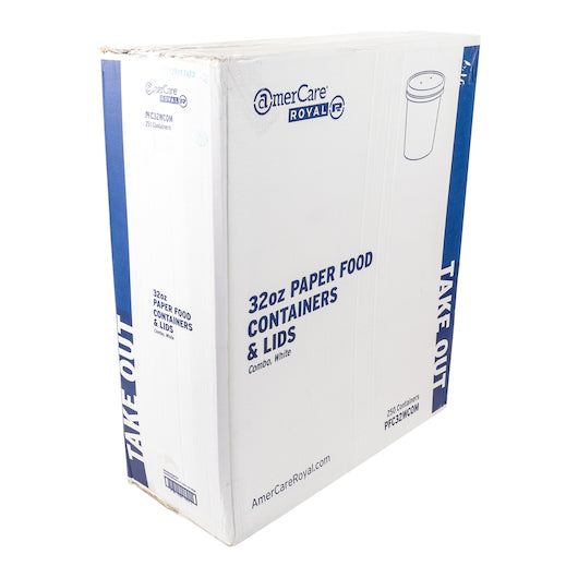 Royal 32 Ounce White Paper Food Container And Lid Combo, 1 x 250 each Case - DOT product image 5