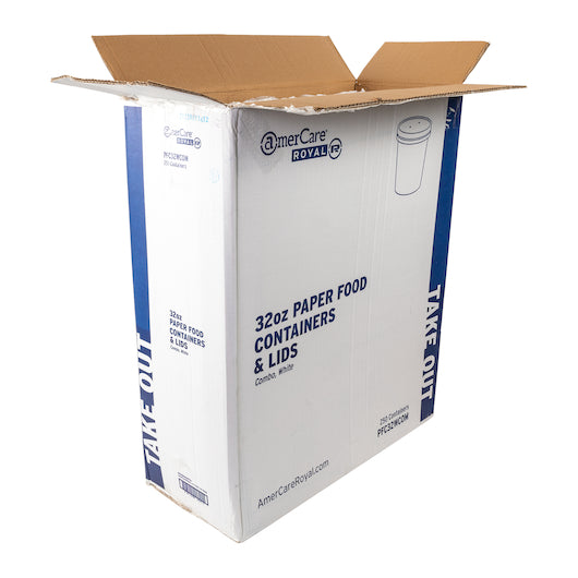 Royal 32 Ounce White Paper Food Container And Lid Combo, 1 x 250 each Case - DOT product image 7
