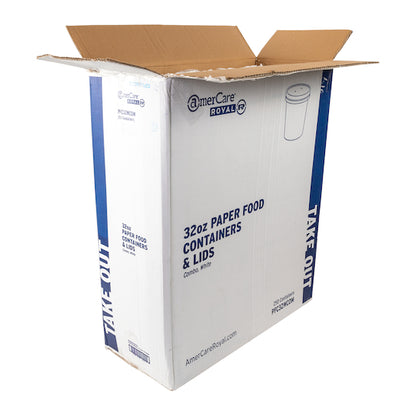 Royal 32 Ounce White Paper Food Container And Lid Combo, 1 x 250 each Case - DOT product image 7