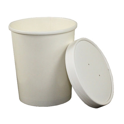 Royal 32 Ounce White Paper Food Container And Lid Combo, 1 x 250 each Case - Food Containers & Lids