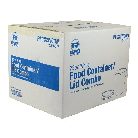 Royal 32 Ounce White Paper Food Container And Lid Combo, 1 x 250 each Case - DOT product image 6