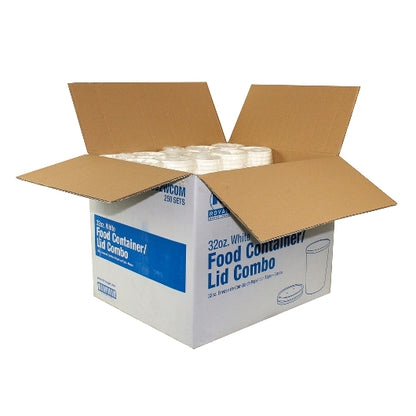 Royal 32 Ounce White Paper Food Container And Lid Combo, 1 x 250 each Case - DOT product image 4