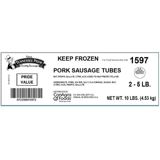 Odom Tennessee Pride Value Fresh Mild Sausage Tube, 2 x 5 lb Case - DOT product image 2